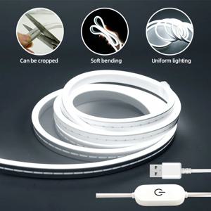 터치 컨트롤 LED 스트립 빛 5V USB 디밍이 가능한 유연한 Cuttable 네온 리본 테이프 실내 야외 장식 복도 룸 조명