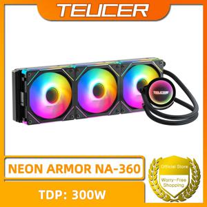 TEUCER 네온 아머 수냉식 라디에이터 X99 마더보드 CPU 액체 냉각 쿨러, 인텔 LGA 2011 1700 1200 1155 AM4 용, 360mm