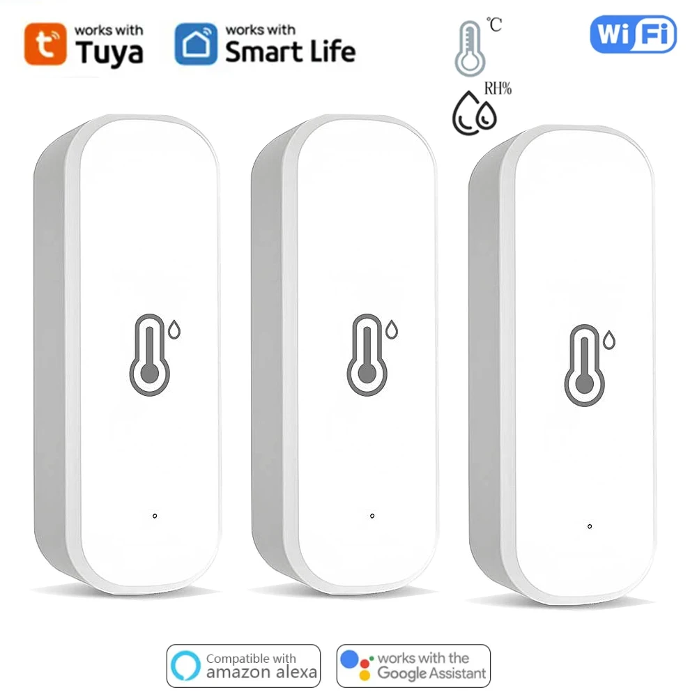 Tuya WiFi 온도 습도 센서 스마트 라이프 APP 제어 홈 허브 필요 없음 Alexa Google 홈으로 배터리 구동 작업