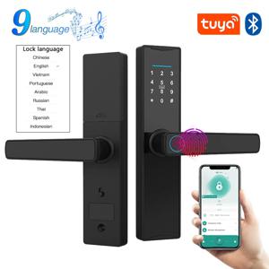 Tuya 스마트 도어 잠금 장치 디지털 전자 잠금 장치 원 그립 잠금 해제 지문 카드 키 Tuya 잠금 장치 스마트 홈