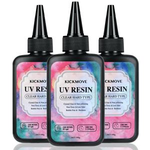 UV 수지 300g - 업그레이드된 UV 수지 키트, 하드 타입 크리스탈 클리어 자외선 경화 UV 에폭시 수지 공예 보석 제작용
