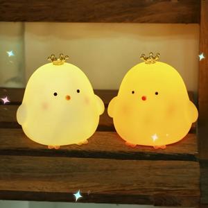 크라운 병아리 밤 빛 침실 장식 귀여운 만화 동물 밤 빛 크리스마스 선물 어린이 방 침대 옆 잠자는 램프
