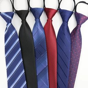 브랜드 Pre-tied 넥타이 남자 8cm 너비 블루 스트라이프 공식 비즈니스 지퍼 조절 가능 체크 웨딩 꽃 페이즐리 도트