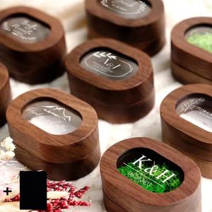 1PCS 무료 사용자 정의 나무 결혼식 반지 상자 지우기 개인화 된 새겨진 약혼 제안 홀더 그녀를위한 신부 선물