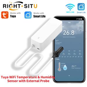 스마트 홈 습도계 용 외부 프로브가있는 Tuya WiFi 온도 습도 센서 식물 수족관 와이너리 용 APP 모니터링
