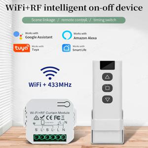 Tuya 스마트 라이프 WiFi 블라인드 전기 커튼 스위치 릴레이 RF433 Mhz 원격 제어 전기 롤러 셔터 Google 홈 Alexa