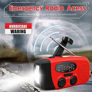 다기능 태양 핸드 크랭크 라디오 FM AM WB NOAA 날씨 라디오 2000mAh USB 충전 비상 LED 손전등 전원 금지