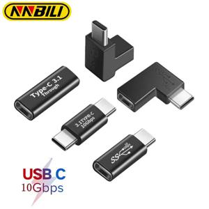 NNBILI 직각 90도 USB 3.1 유형 C 어댑터 암-수 변환기 10 Gbps USB C 충전 데이터 동기화 확장 커넥터