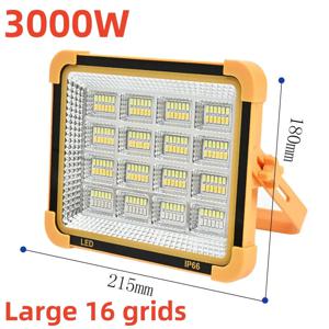 3000W 새로운 고전력 충전식 태양 야외 휴대용 LED 반사판 스포트라이트 프로젝터 투광 조명 건설 조명 ﻿