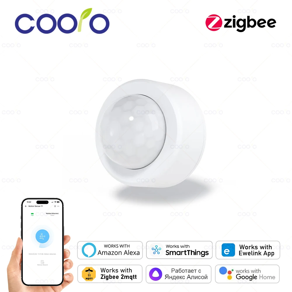 Zigbee 미니 PIR 모션 센서 인간 모션 적외선 감지기 보안 알람 Alexa Google 홈 Zigbee2MQTT 게이트웨이 필요