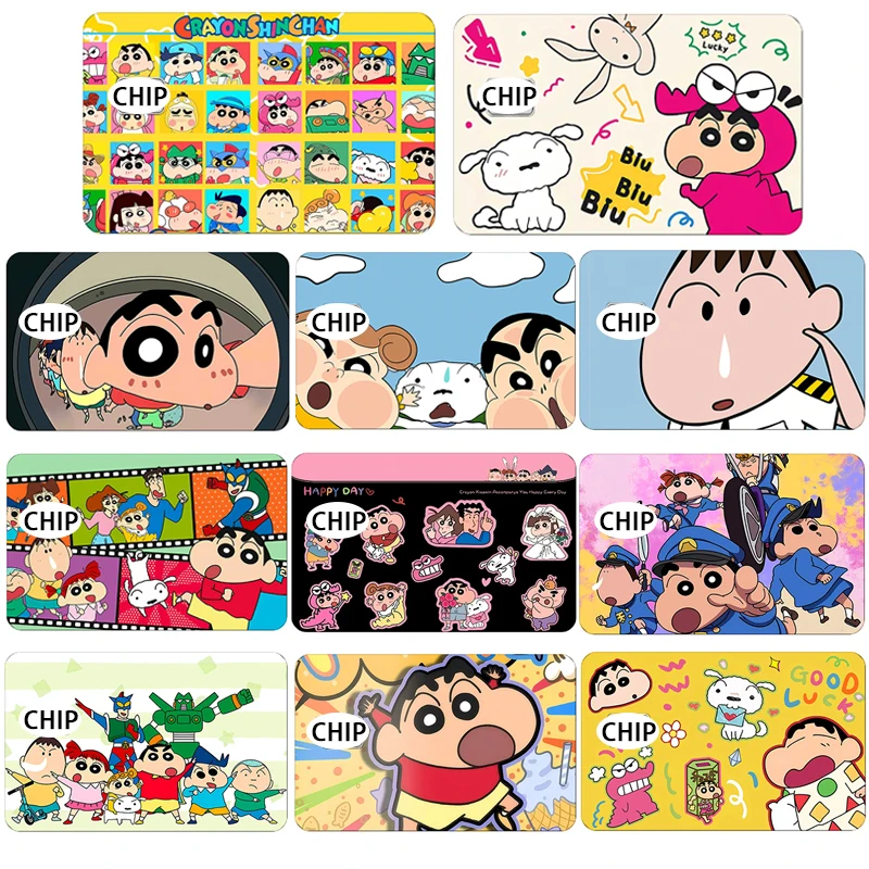 Anime Crayon Shin-Chan 포커 스티커 필름 테이프 스킨 신용 카드 직불 카드 만화 방수 스티커 소형 칩