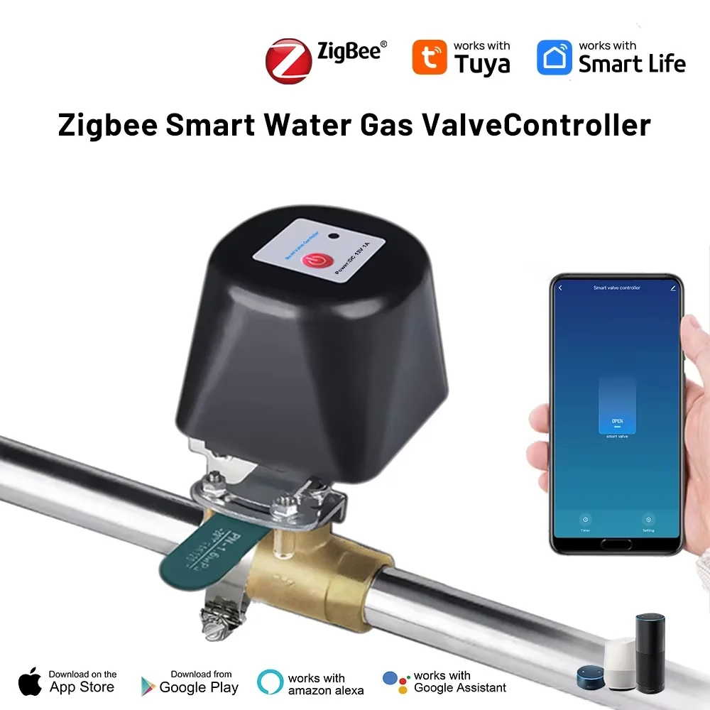 Tuya Zigbee 자동 가스 온수기 밸브 컨트롤러, 스마트 홈 리모컨 조작기, 알렉사 구글 홈과 함께 작동