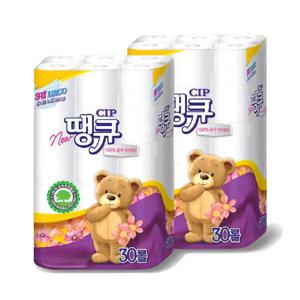 (1+1)100%천연펄프 뉴땡큐18M3겹30롤 믿을 수 있는 휴지 무향 무형광 무잉크 화장지