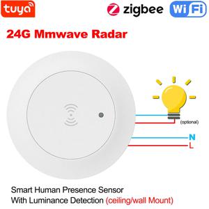 Tuya WiFi/ZigBee 24G MmWave 레이더 조명 감지기 지원 조명 스위치 95~250V를 갖춘 스마트 인간 존재