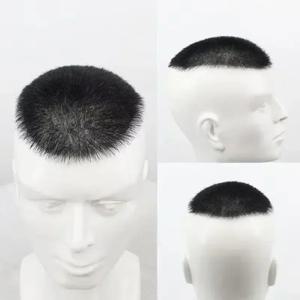 남성용 짧은 버즈 컷 헤어, 얇은 피부 PU 인모 시스템, 교체 시스템, 모세관 보철물, 5*7