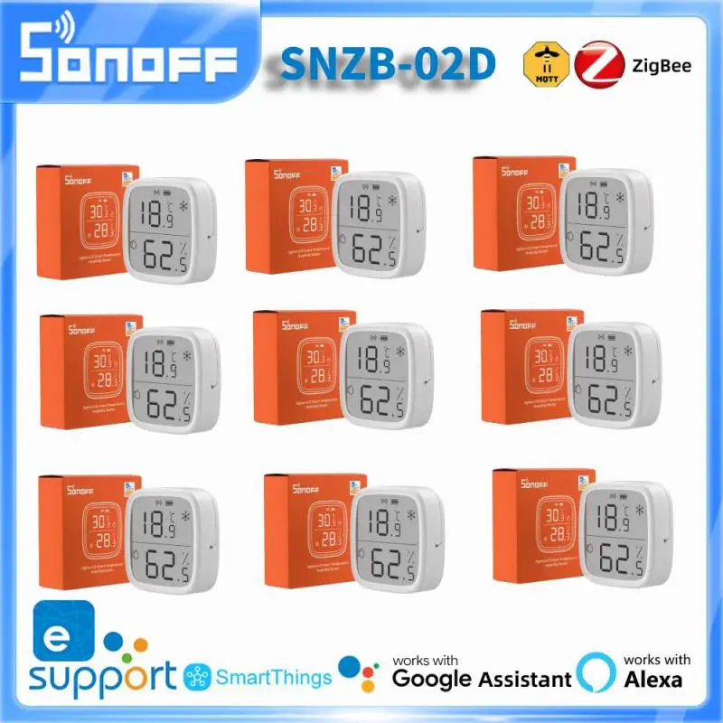 SONOFF SNZB 02d Zigbee 온도 습도 센서 SNZB-02D, EWeLink Zbbridge Pro Alexa Google 홈 어시스턴트 용 LCD 화면 포함