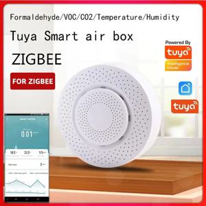 Tuya Zigbee/WiFi 공기 품질 센서 스마트 에어 박스 CO2 측정기 Alexa Google 홈을 통한 포름알데히드 VOC 온도 습도 센서