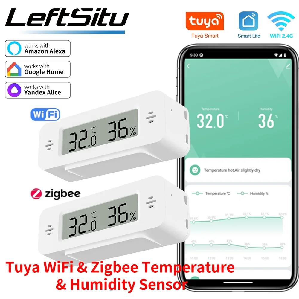 스마트 홈 온도계 습도계 용 Tuya WiFi Zigbee 온도 습도 Google 홈 Yandex Alexa와 원격 작업