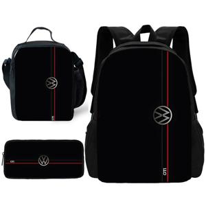 점심 가방, 연필 가방, 고급 VW 자동차 V-Volkswagens Gti 소년 소녀를위한 학교 가방이있는 어린이 학교 배낭 최고의 선물