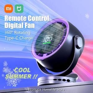 Xiaomi 디지털 디스플레이 팬 데스크탑 원격 제어 720 ° 회전 유형-C 충전식 선풍기 휴대용 벽걸이형 클립 포함