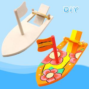 나무 요트 크리 에이 티브 빈 모델 유치원 어린이 페인트 DIY 보트 수제 재료 키트 교육 퍼즐 장난감