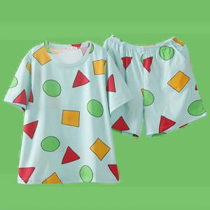 Pijama Sin Chan Man Pajama Sinchan 코튼 여름 짧은 세트 커플 남성과 여성을위한 일본 잠옷 잠옷 2021