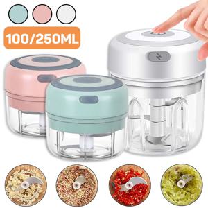 100/250mL 미니 전기 마늘 쵸퍼 야채 칠리 고기 생강 사수 기계 튼튼한 내구성 USB 충전 블렌더 주방