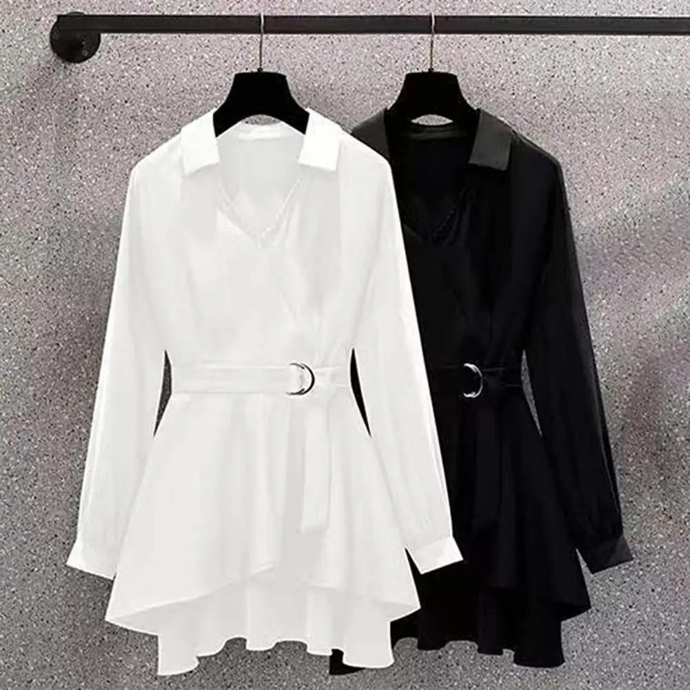 M-4XL 플러스 사이즈 여성 긴 소매 셔츠 캐주얼 느슨한 V 넥 느슨한 셔츠 느슨한 느슨한 느슨한 느슨한 느슨한 느슨한 셔츠
