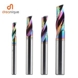 Dreanique-3.175 4 6 8mm CNC 싱글 플루트 솔리드 텅스텐 카바이드 합금 엔드밀, 알루미늄용 DLC 코팅 밀링 커터, 1 피스