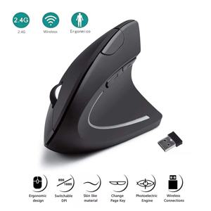 인체 공학적 수직 마우스, 2.4GHz 무선 광학 마우스, 3 DPI 조절 가능, 800 1200/1600 6 버튼, 노트북 PC 컴퓨터 데스크탑용