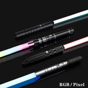 네오 픽셀 광선 검 Xenopixel 금속 빛 RGB 레이저 세이버 칼 장난감 칼 무거운 결투 사운드 라이트 세이버 코스프레 무대 소품