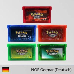 GBA 게임 카트리지 32비트 비디오 게임 콘솔 카드 Pokemon Smaragd- Feuerrote Rubin- GBA NDS용 독일어 언어 반짝 이는 라벨