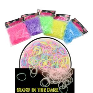 새로운 600pcs 형광 글로우 팔찌 만들기 용품 DIY 고무 Loom 밴드 여자를위한 손목 목걸이 파티 용품 소년 장난감