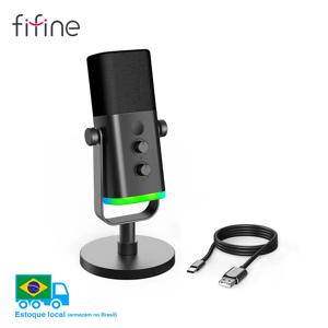 RGB 제어/헤드폰 잭/음소거, PC 게임 녹음용 마이크가 포함된 FIFINE USB/XLR 다이나믹 마이크 스트리밍 AmpliGame-AM8