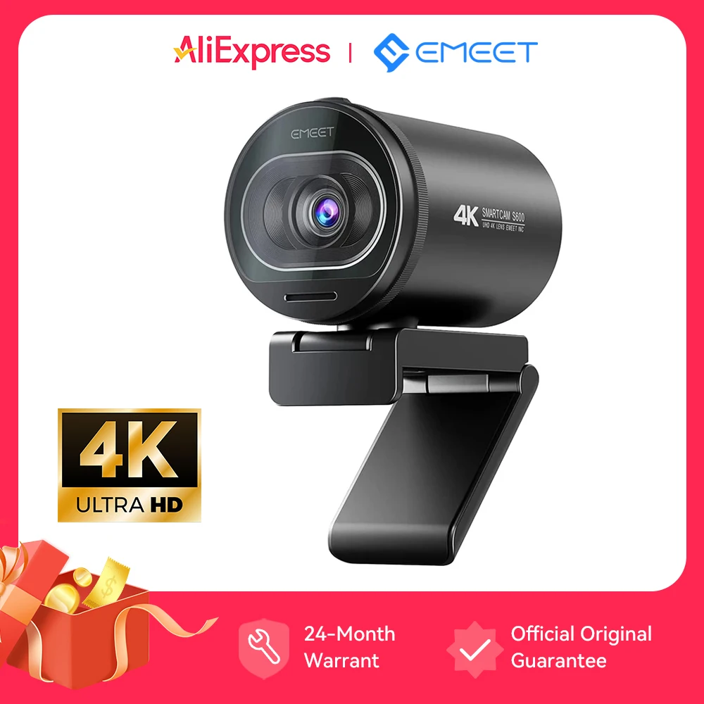 EMEET S600 자동 초점 스트리밍 웹 카메라, 라이브 스트림 카메라, 마이크 및 프라이버시 커버 포함, 틱톡 및 유튜브용, 4K 웹캠, 1080P, 60FPS