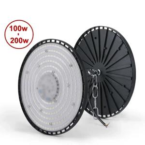 슈퍼 밝은 100/150/200W UFO LED 높은 베이 조명 방수 상업 산업 시장 창고 차고 작업장 차고 램프