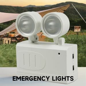 LED 더블 헤드 화재 비상 조명 조정 가능한 벽걸이 형 비상 램프 밝은 충전식 야외 캠핑 랜턴