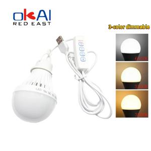 DC5V Led 캠핑 라이트 5W/7W Usb 비상 전구 3 색 디 밍이 가능한 교수형 텐트 라이트 바베큐 낚시 수리 야외 장비
