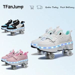 최신 소년 십대 거리 롤러 신발 더블 휠 캐주얼 운동화 실내 및 실외 초보자 Parkour 스케이트 신발