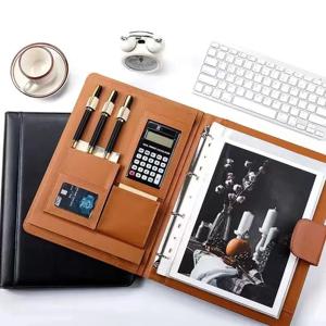 A4 비즈니스 Padfolio 파일 폴더, Pu 가죽 서류 가방, 계산기 노트북 카드홀더, 사무실 문서 정리함
