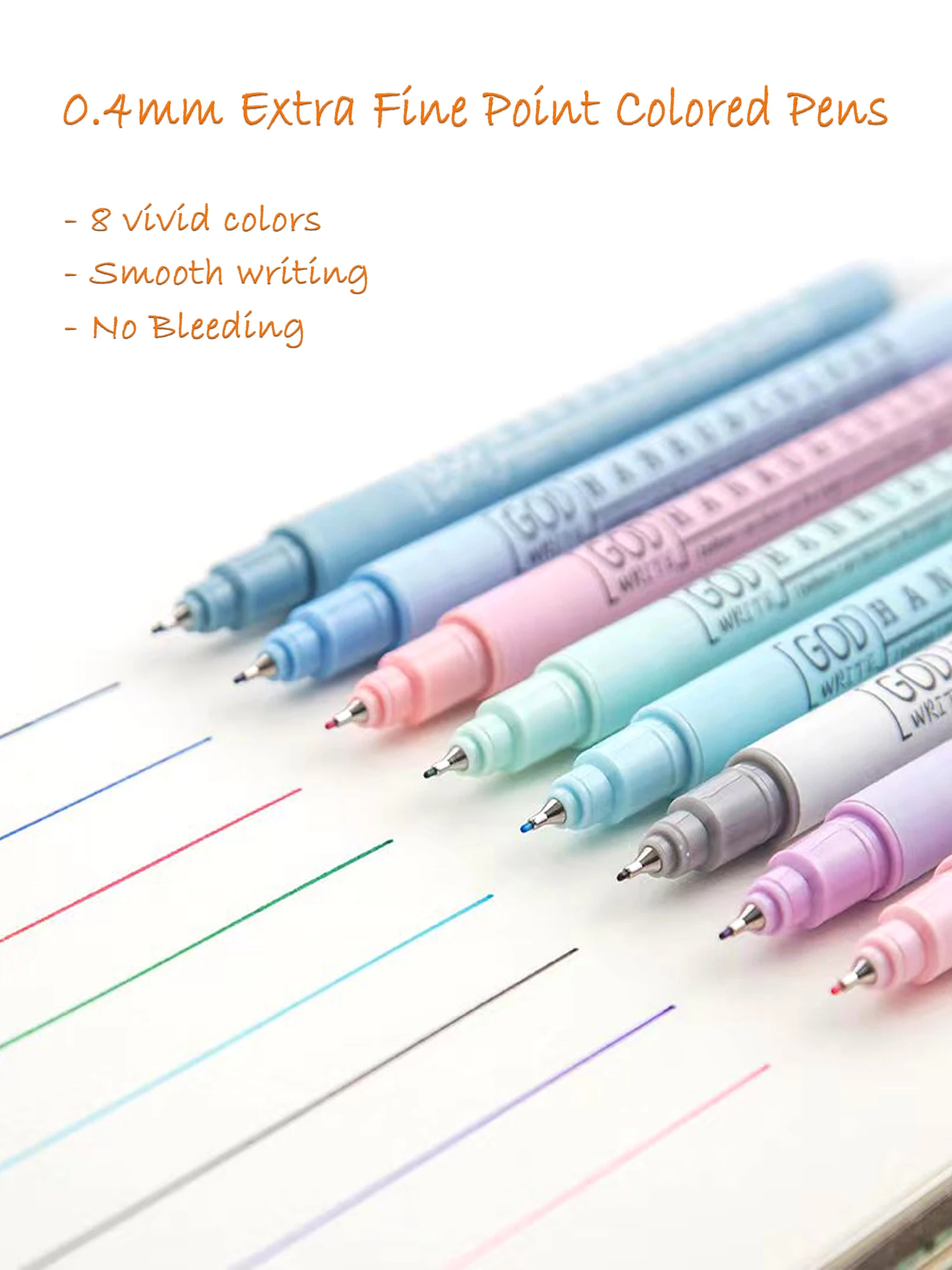 8 가지 색상 0.4mm 엑스트라 파인 포인트 컬러 펜 수성 저널 플래너 저널링 노트 쓰기 용 Fineliner 펜