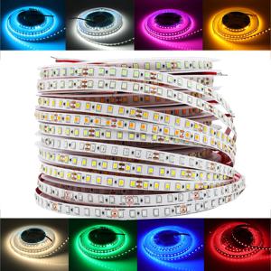 DC 12V LED 스트립 SMD 2835 120LED/M 레드 블루 핑크 옐로우 아이스 블루 화이트 홈 장식 유연한 리본 테이프 로프 조명 5M/롤