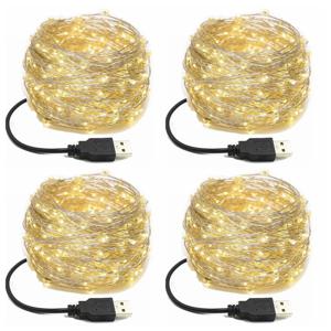 4 팩 LED 요정 조명 USB 플러그 전원 구리 문자열 조명 파티 결혼식 실내 룸 크리스마스 트리 조명 장식