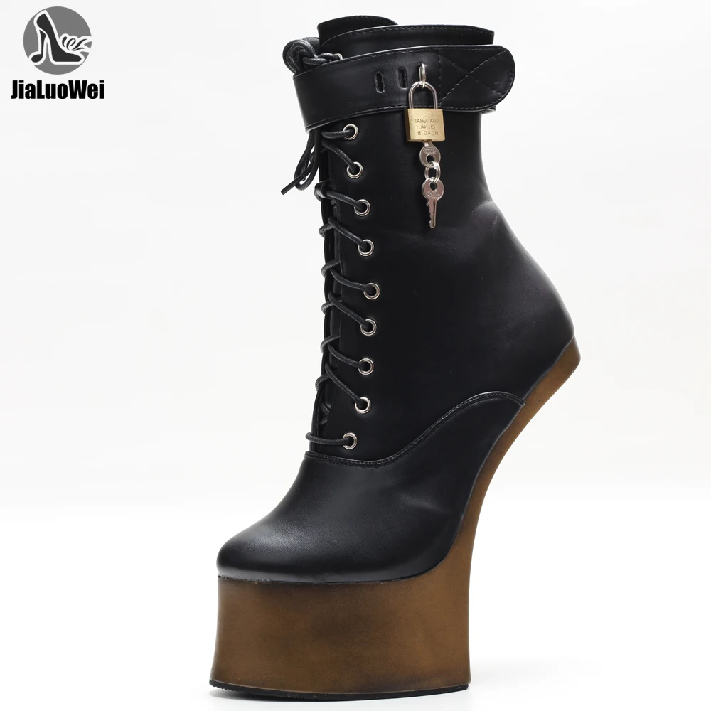 JIALUOWEI 7 인치 하이힐 새로운 멋진 Ponyplay bootfetish 발목 플랫폼 부츠 재고 있음 빠른 배송 Size36-46