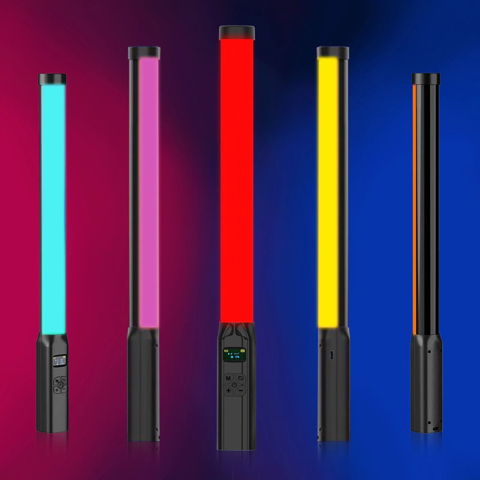 휴대용 RGB 다채로운 스틱 라이트 19.68 인치 50CM 휴대용 LED 라이트 완드 CRI 95+ 2500K-9000K 사진 스튜디오 램프