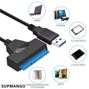SATA-USB 3.0/2.0 케이블(2.5인치 외장형 HDD SSD 하드 드라이브용) SATA 3 22핀 어댑터 USB 3.0-Sata III 코드 최대 6Gbp