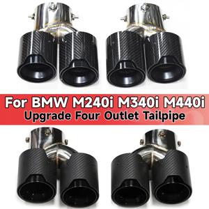 BMW G20 G21 M340i G42 440i G22 M240i 듀얼 4 아웃 M 배기 탄소 섬유 머플러 팁 배기 시스템 노즐 테일 파이프 2020 +