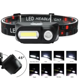 XPE + COB 다기능 LED 헤드 램프, USB 충전 헤드 마운트 손전등, 야외 야간 낚시 헤드라이트, 강한 빛