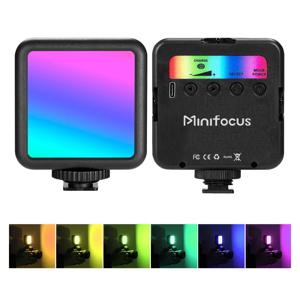 Minifocus 풀 컬러 RGB LED 비디오 라이트 2500K-7000K 800LUX 미니 필 3 콜드 슈 1800mAh Type-C 포켓 카메라 핫슈 라이트