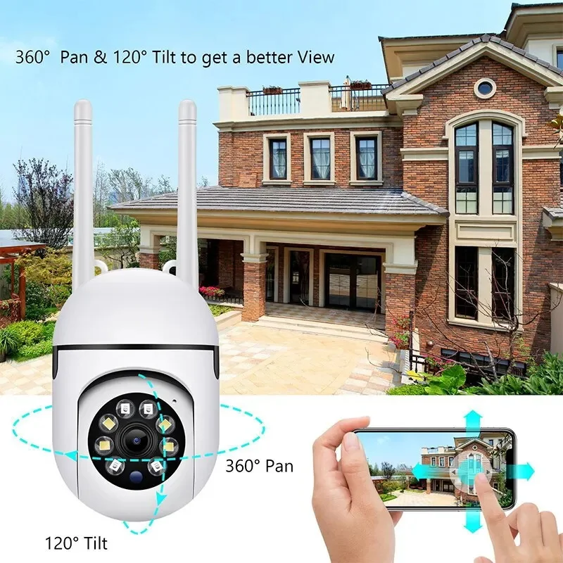 1080P HD PTZ 2.4G 와이파이 IP 카메라, 오디오 CCTV 감시 캠, 야외 야간 투시경, 무선 방수 보안 보호